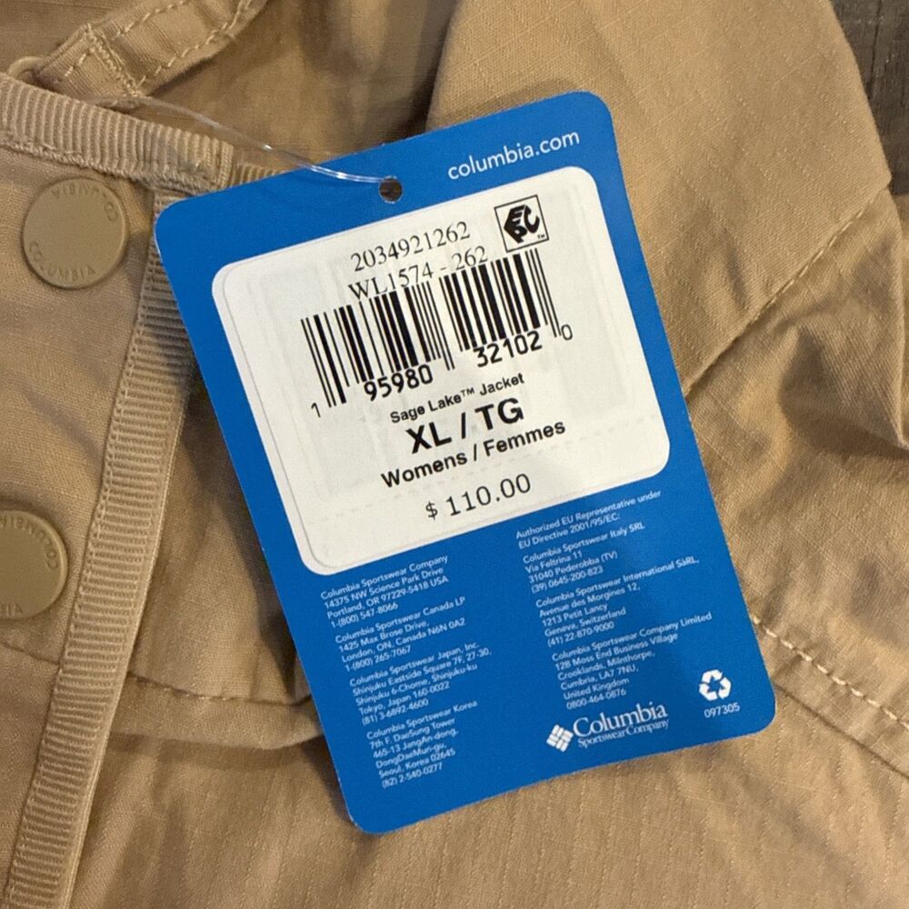 NWT WOMENS XL 14 16 COLUMBIA WOMEN'S SAGE LAKE JACKET KHAKI LIGHTWEIGHT COAT - Picture 6 of 8